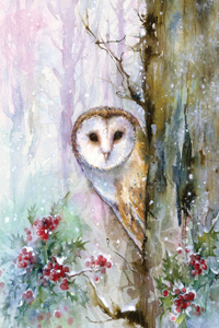 Woodland Owl Small Boxed Holiday Cards (20 Cards, 21 Self-Sealing Envelopes)