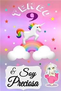 unicornio cuaderno, tengo 9 & soy preciosa, Divertido Libro de Cumpleaños Que se Puede Utilizar como un Diario o Cuaderno de notas