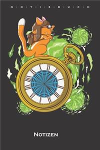Katze mit Zeitreisenuhr Notizbuch