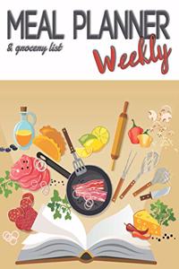 Weekly meal planner and grocery list notebook