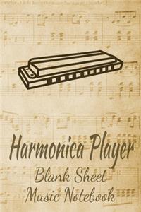 Harmonica Player Blank Sheet Music Notebook
