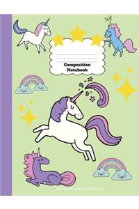 Unicorn Composition Notebook Wide Ruled, Back To School