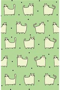Journal Notebook For Cat Lovers - Funny Cat Pattern In Green