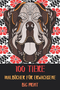 Malbücher für Erwachsene - Big Print - 100 Tiere