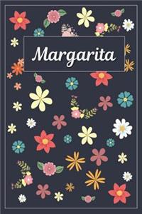 Margarita: Lined Writing Notebook with Personalized Name 120 Pages 6x9 Flowers