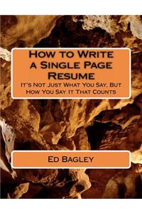 How to Write a Single Page Resume