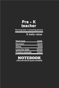 Cute Teacher nutrition table magical notebook, 100 pages, white paper, 100 motivational quotes included, matte finish