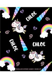 Chloe Personalized Notebook Rainbow Unicorn Gift