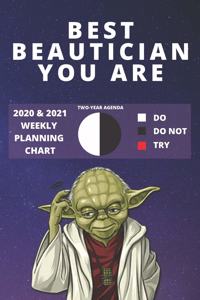 2020 & 2021 Two-Year Weekly Planner For Best Beautician Gift - Funny Yoda Quote Appointment Book - Two Year Agenda Notebook