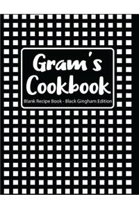 Gram's Cookbook Blank Recipe Book Black Gingham Edition