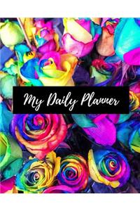 Cute Rose Photo Floral Daily Planner - Glossy Cover - 150 Page Paperback Journal 8x10