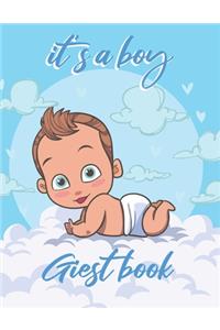 it's a boy Guest book: baby shower, BONUS Gift Tracker Log + Keepsake Pages / Baby Blue, Grey Little Peanut