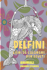 Libri da colorare per adulti - Grande stampa - Animali - Delfini