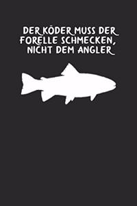 Der Köder muss der Forelle schmecken nicht dem Angler: A5 Notizbuch Blank / Blanko / Leer 120 Seiten für Angler und Fliegenfischer. I Geschenkidee für Rentner und Hobbyangler