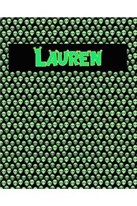 120 Page Handwriting Practice Book with Green Alien Cover Lauren