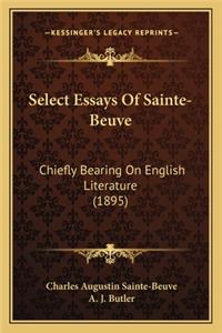 Select Essays of Sainte-Beuve