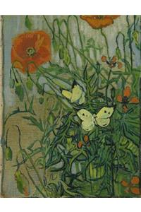 Butterflies and Poppies, Van Gogh. Graph Paper Journal