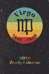 2020 Yearly Calendar - Zodiac Sign Virgo