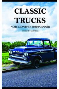 Classic Trucks Note Monthly 2020 Planner 12 Month Calendar