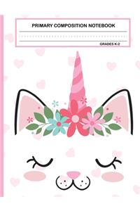Primary Composition Notebook Grades K-2 Kawaii Kitty Cat