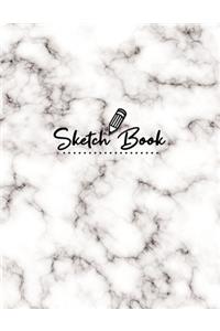 Sketchbook: White Marble Cover (8.5 x 11) inches 110 pages - Blank White Unlined Paper - Perfect for Sketches, Doodles, Journaling, Writing & Drawing - Soft Mat