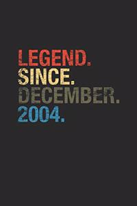 Legend Since December 2004: Blank Lined Notebook / Journal (6 X 9) - 15th Birthday Gift Idea for Women And Men