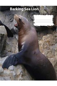 Sea Lion Barking on Cover for collegeruledlinedpaper Composition Book