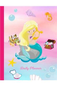 Daily Planner: 2019 - 2020 Mermaid Lexis Yearly Planner Pink & Blue Seashell I January 19 - December 19 Writing Notebook Plan Days, Set Goals & Get Stuff Done