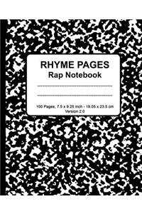 Rhyme Pages Rap Notebook