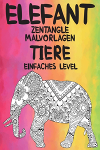 Zentangle Malvorlagen - Einfaches Level - Tiere - Elefant