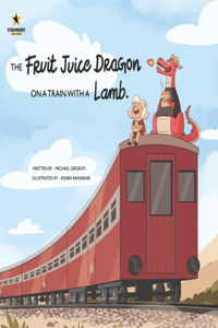 fruit juice dragon on a train with a lamb.