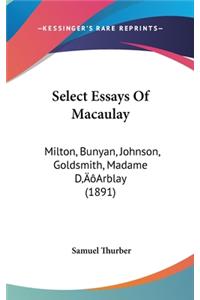 Select Essays Of Macaulay
