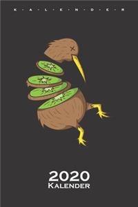 Kiwivogel ist zerteilt wie eine Kiwifrucht Kalender 2020