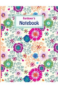Gardener's Notebook -Cream Background With Bright Flowers Pattern