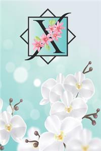 X: Cheery blossom initial Floral Monogram X Notebook Journal for Man, Women and Girls, size 6 x 9" 110 pages