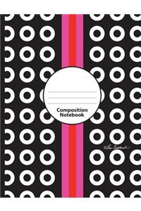 Black White Circle Red Pink Stripe Composition Notebook