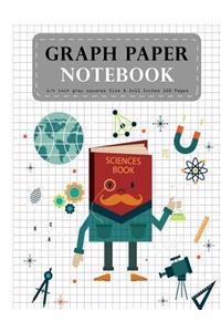 Graph Paper Notebook 1/4 Inch Gray Squares Size 8.5x11 Inches 120 Pages