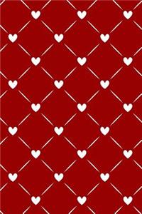 Journal Notebook White Quilted Hearts Pattern 2