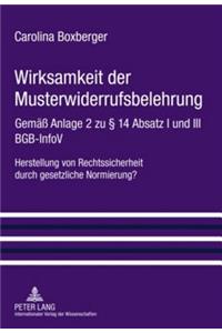 Wirksamkeit Der Musterwiderrufsbelehrung