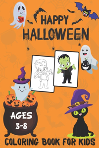 Happy Halloween Coloring Book For Kids Ages 3-8