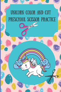 Unicorn Color and Cut Preschool Scissor Practice