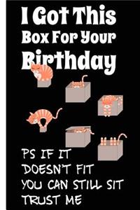 Funny Cat With Box Birthday Lined Composition Notebook And Journal