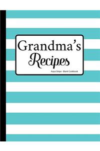 Grandma's Recipes Aqua Stripe Blank Cookbook