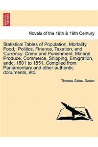 Statistical Tables of Population, Mortality, Food,