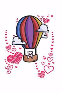 Hot Air Balloon Heart Cat Notebook