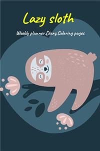Lazy Sloth, Weekly planner, Diary, Coloring pages
