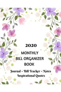 2020 Monthly Bill Organizer Book