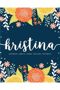 Kristina: Notebook - Libreta - Cahier - Taccuino - Notizbuch: 110 pages paginas seiten pagine: Modern Florals First Name Notebook in Orange, Mint & Yellow on 