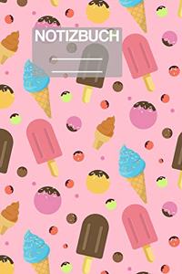 Notizbuch A5 Muster Zeichnung Ice Cream Eis Glassur Streusel