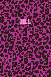 Jill: Personalized Pink Leopard Print Notebook (Animal Skin Pattern). College Ruled (Lined) Journal for Notes, Diary, Journaling. Wild Cat Theme Design wi